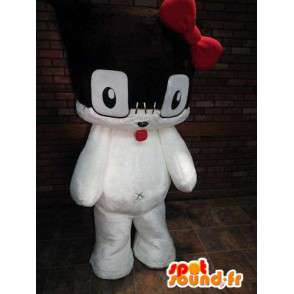 Mascot gattino bianco e nero con un rosso nodo - MASFR005791 - Mascotte gatto