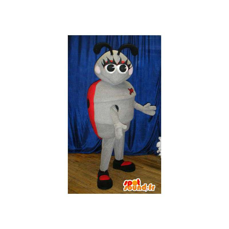 Coccinella mascotte grigio e rosa. Ladybug costume - MASFR005792 - Insetto mascotte