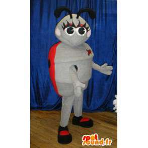 Mascot mariquita gris y rosa. Ladybug Costume - MASFR005792 - Insecto de mascotas