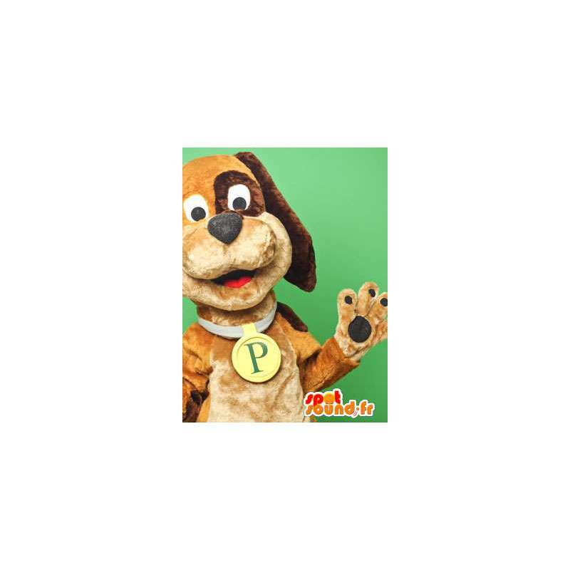 Bicolor brown dog mascot. Dog costume - MASFR005796 - Dog mascots