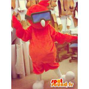Rød fugl maskot med en dykkermaske - MASFR005798 - Mascot fugler