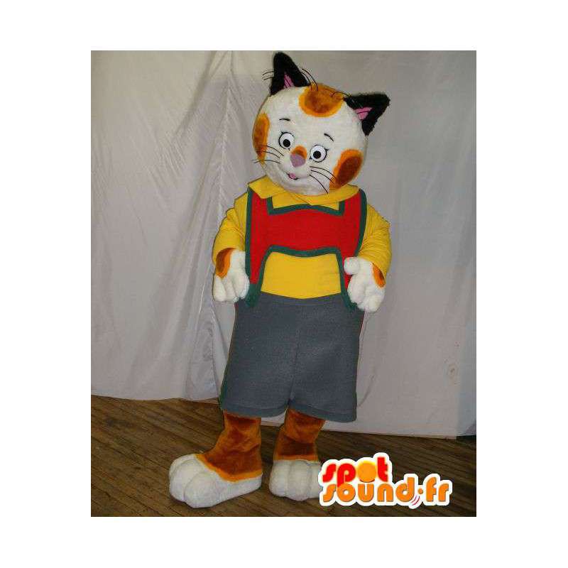 Cat mascot dressed in Tyrolean. Cat suit - MASFR005815 - Cat mascots