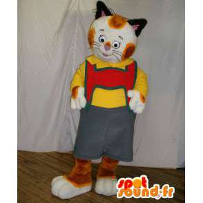 Katt maskot kledd i tyrolsk. cat suit - MASFR005815 - Cat Maskoter