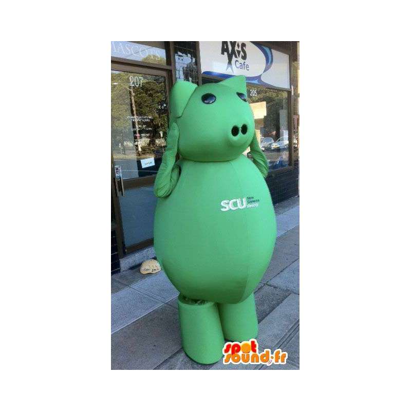 Pig mascot green giant size - MASFR005543 - Mascots pig