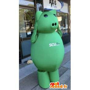 Pig mascot green giant size - MASFR005543 - Mascots pig