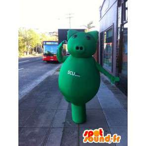 Pig mascot green giant size - MASFR005543 - Mascots pig