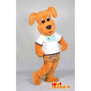 Oranje Mascot Hond in wit overhemd - MASFR005558 - Dog Mascottes
