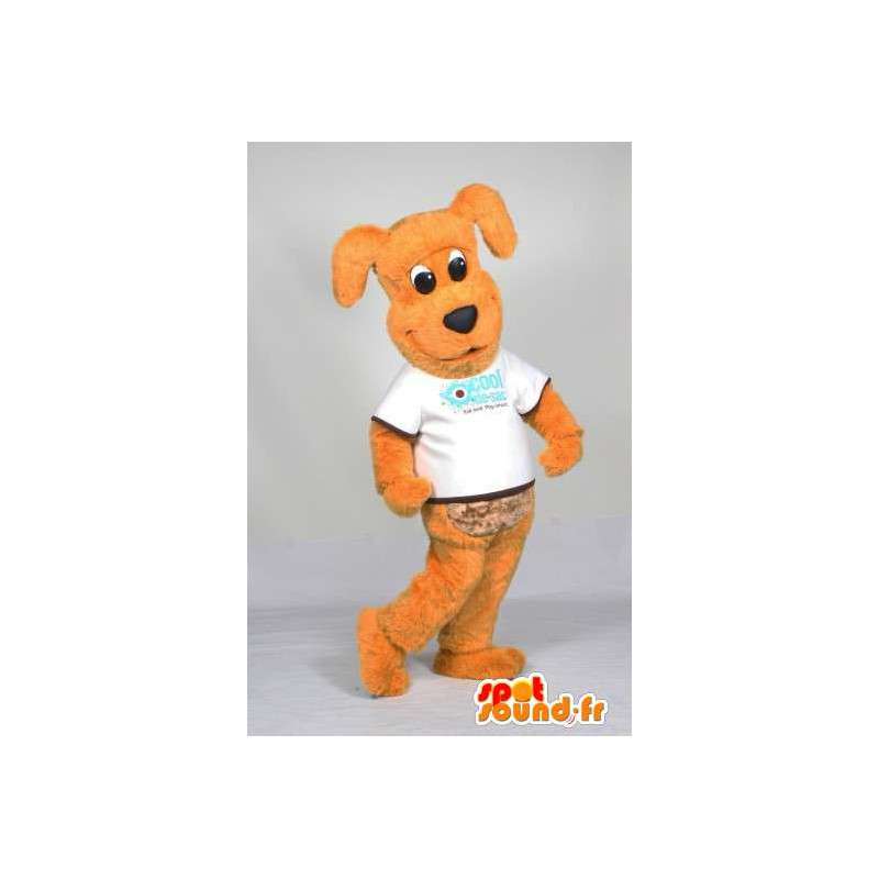 Camisa blanca de la mascota del perro de color naranja - MASFR005558 - Mascotas perro