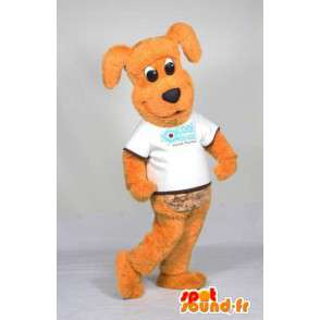 Orange Dog Mascot i hvit skjorte - MASFR005558 - Dog Maskoter