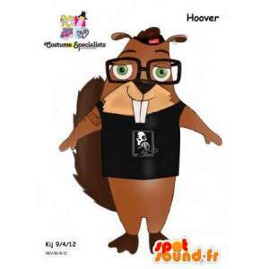 Mascotte d'écureuil à lunettes. Costume d'écureuil - MASFR005580 - Mascottes Ecureuil