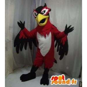 Maskot orel, bílý pták, červená a černá - MASFR005619 - maskot ptáci