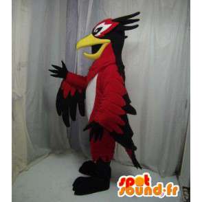 Maskot orel, bílý pták, červená a černá - MASFR005619 - maskot ptáci