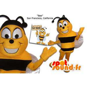 Sort og gul bi maskot. Bi kostume - Spotsound maskot