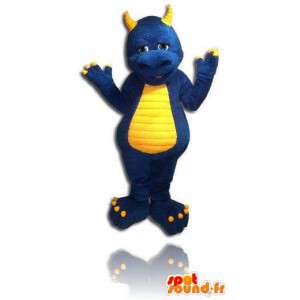 Blauwe en gele draak mascotte. Dinosaur Costume - MASFR005684 - Dragon Mascot