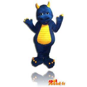 Dragon mascot blue and yellow. Dinosaur costume - MASFR005684 - Dragon mascot