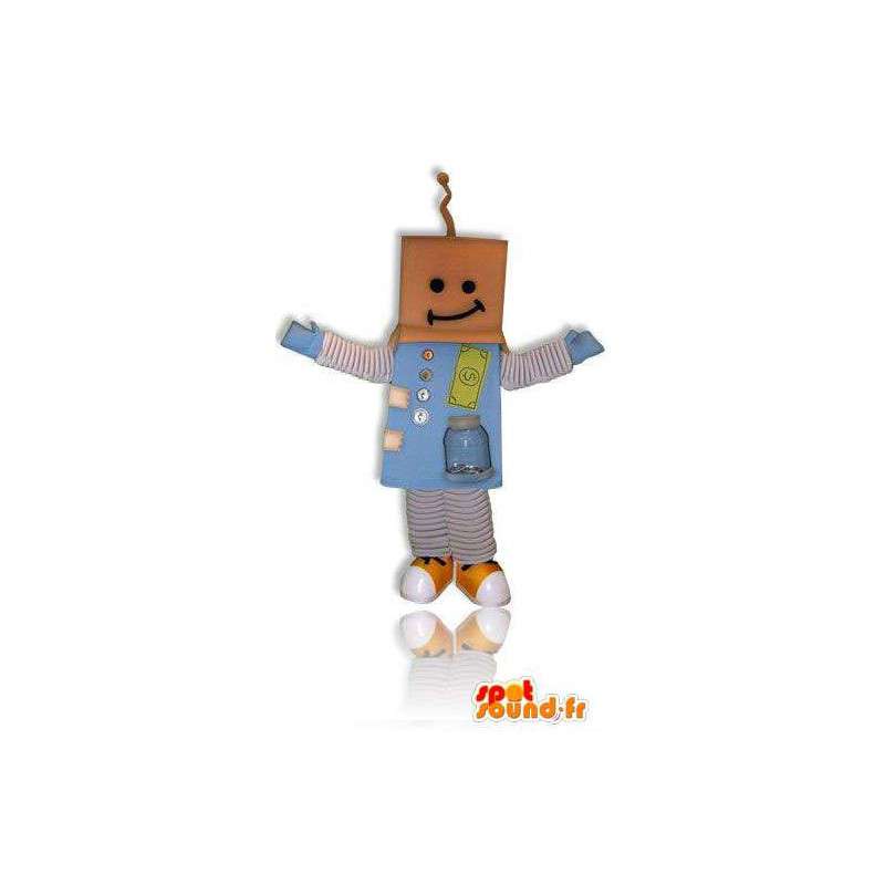 Robot mascot with a cardboard head - MASFR005691 - Mascots of Robots