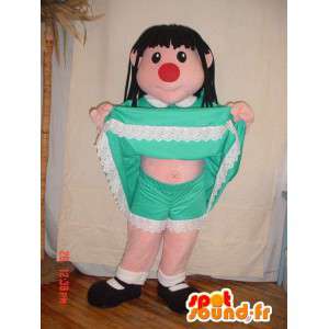 Mascota de la muchacha con un vestido verde y una nariz roja - MASFR005692 - Chicas y chicos de mascotas