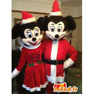 Maskoter af Mickey og Minnie, som far og mor jul. Pakke med 2 -