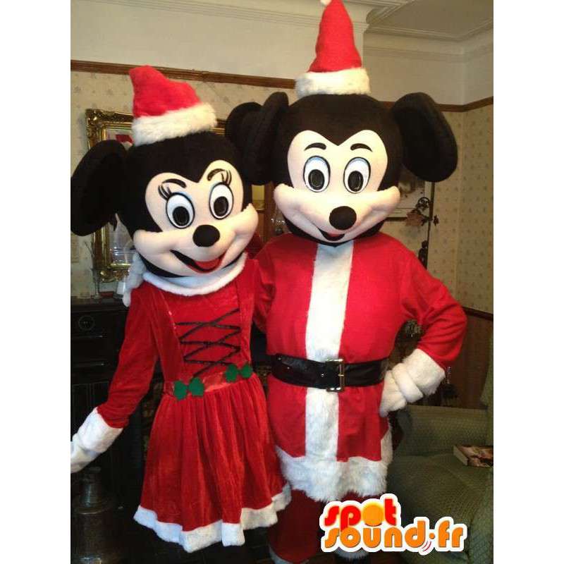 Mickey en Minnie Mascot door de ouders Kerstmis. Pak van 2 - MASFR005742 - Mickey Mouse Mascottes