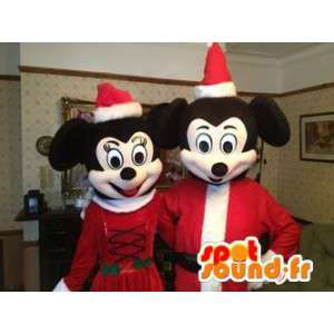 Mickey and Minnie mascots, father and mother in Christmas. Pack of 2 - MASFR005742 - Mickey Mouse mascots
