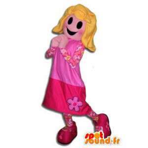 Mascotte blonde meisje in roze prinses mode - MASFR005788 - Mascottes Boys and Girls