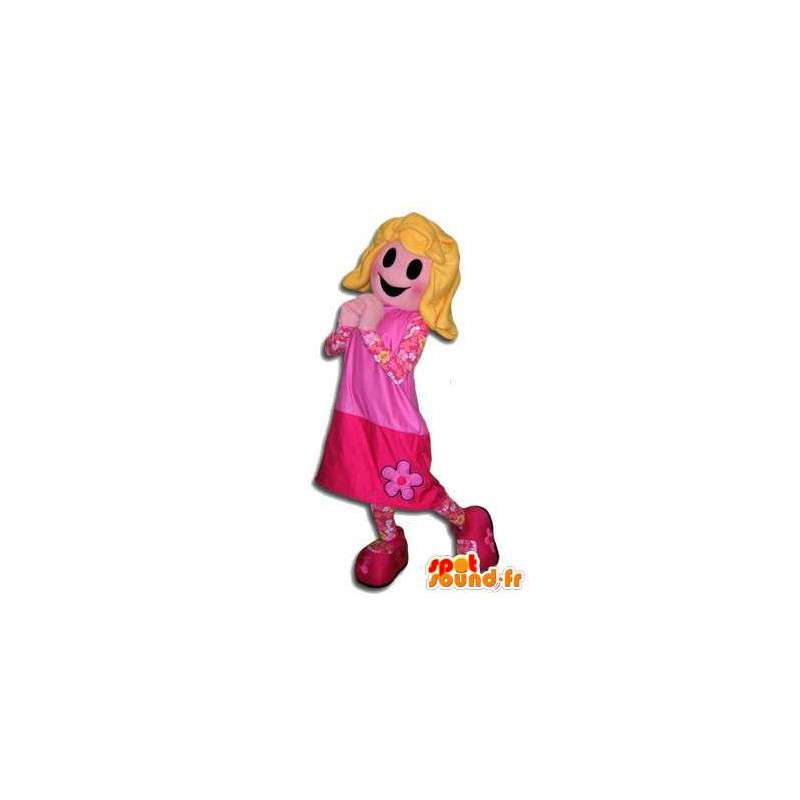 Mascot blond girl in pink princess so - MASFR005788 - Mascots boys and girls
