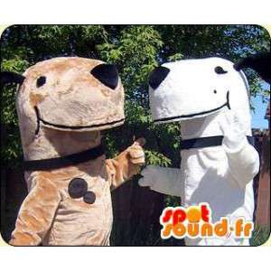 Mascottes de chien, un marron, un blanc. Pack de 2 costumes - MASFR005807 - Mascottes de chien