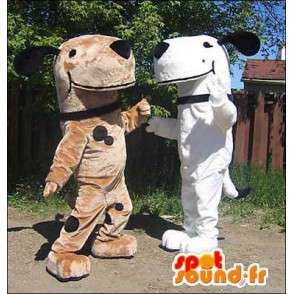 Mascottes de chien, un marron, un blanc. Pack de 2 costumes - MASFR005807 - Mascottes de chien