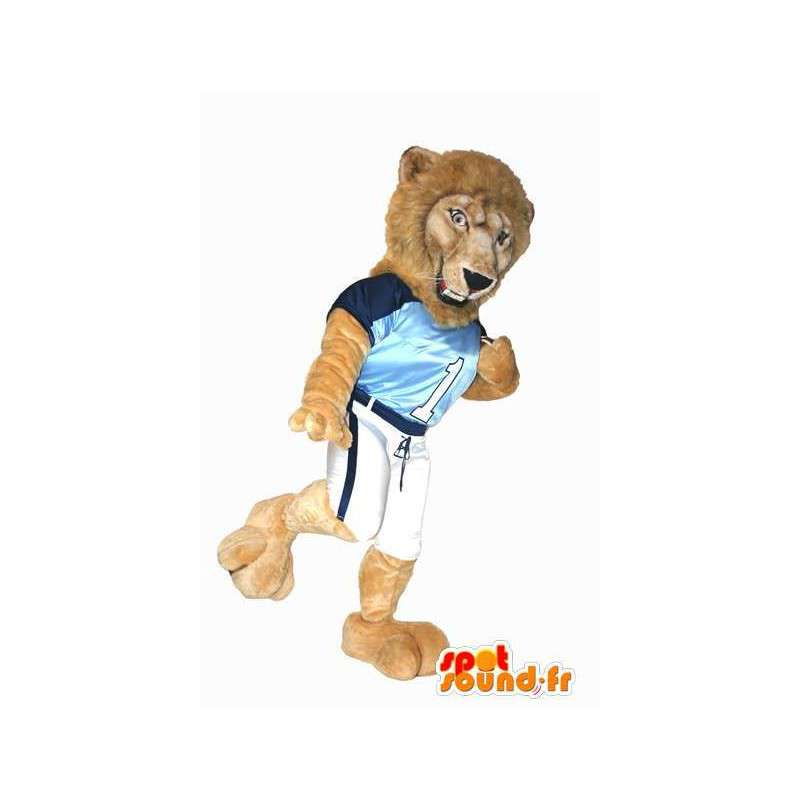 Löwe-Maskottchen in der Sportkleidung. Lion Kostüm - MASFR005920 - Löwen-Maskottchen