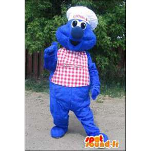 Monstruo azul cocinero mascota. Jefe de vestuario - MASFR005945 - Mascotas de los monstruos