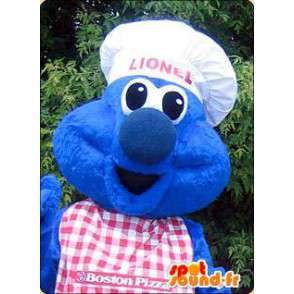 Monstruo azul cocinero mascota. Jefe de vestuario - MASFR005945 - Mascotas de los monstruos