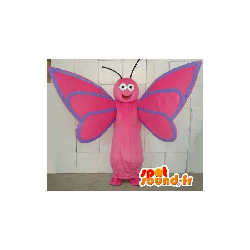 Mascot rosa und blauen Schmetterling. Schmetterling Kostüm - MASFR006020 - Maskottchen Schmetterling