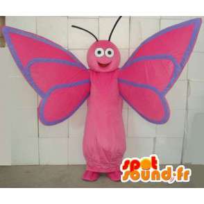 Mascot rosa und blauen Schmetterling. Schmetterling Kostüm - MASFR006020 - Maskottchen Schmetterling