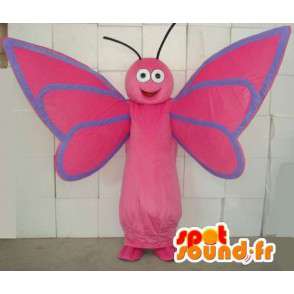 Mascotte de papillon rose et bleu. Costume de papillon - MASFR006020 - Mascottes Papillon