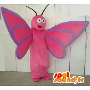 Pink og blå sommerfugl maskot. Sommerfugl kostume - Spotsound