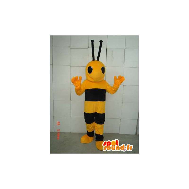Mascotte d'abeille jaune et noire. Costume de guêpe - MASFR006021 - Mascottes Abeille