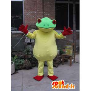 Mascotte de grenouille verte, jaune et rouge - MASFR006050 - Mascottes Grenouille