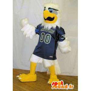 Mascotte d'aigle blanc en maillot de sport bleu. Costume d'oiseau - MASFR005715 - Mascotte d'oiseaux