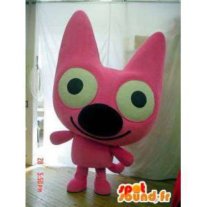 Růžová kočka maskot plyšoví. králík kostým - MASFR005820 - Cat Maskoti