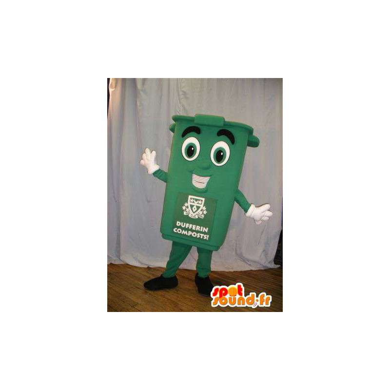 Grøn papirkurv maskot. Skraldespand kostume - Spotsound maskot