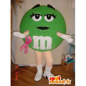 Mascot groene M & M's. Costume M & M's - MASFR005824 - Celebrities Mascottes
