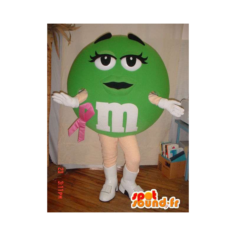 Mascot groene M & M's. Costume M & M's - MASFR005824 - Celebrities Mascottes