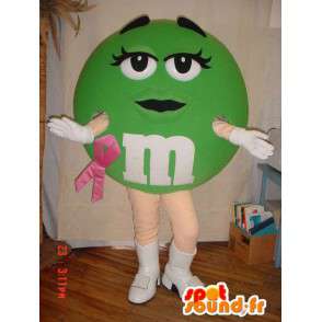 Mascot green M & M's. Costume M & M's - MASFR005824 - Mascots famous characters