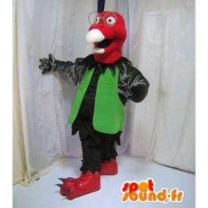 Mascot mustakondori, punainen ja vihreä - MASFR005827 - maskotti lintuja