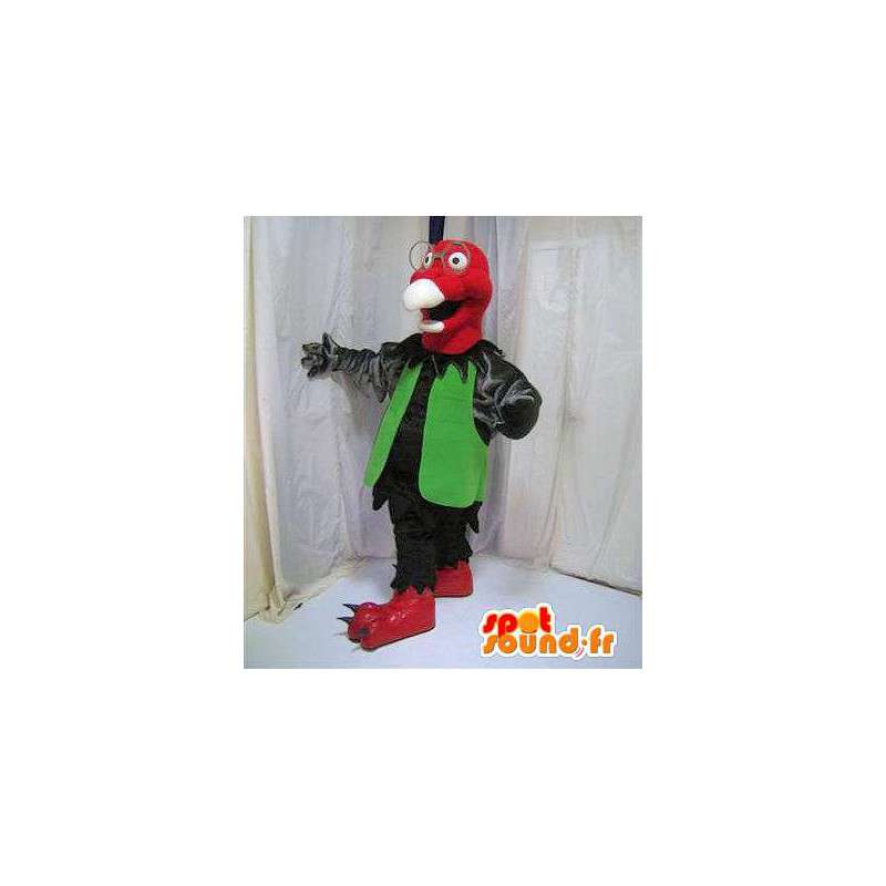 Mascot zwarte gier, rood en groen - MASFR005827 - Mascot vogels