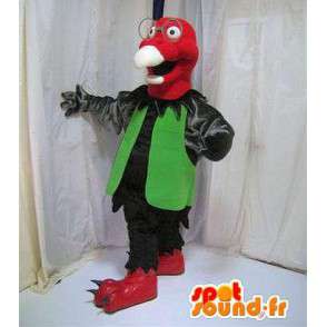 Mascot zwarte gier, rood en groen - MASFR005827 - Mascot vogels