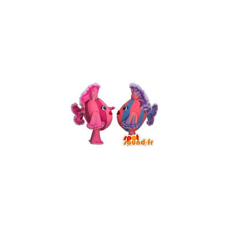 Mascottes van roze en blauwe vis. Pak van 2 - MASFR005830 - Fish Mascottes