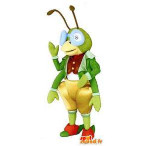 Green grasshopper mascot wearing glasses. Costume Cricket - MASFR005832 - Mascots insect