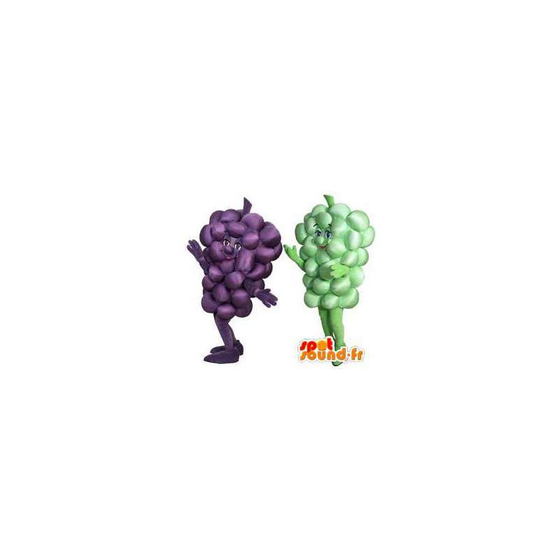 Mascotes de uvas vermelhas e brancas. Pack of 2 - MASFR005834 - frutas Mascot