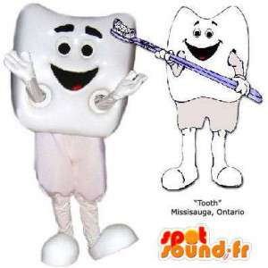 Obří bílý zub maskot. Tooth Costume - MASFR005835 - Neutajované Maskoti